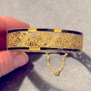 Antique Art Deco Filigree Hinge Cuff Bracelet